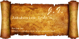 Jakubovics Irén névjegykártya