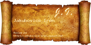 Jakubovics Irén névjegykártya
