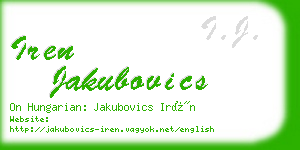 iren jakubovics business card